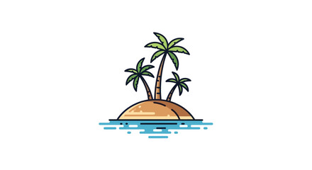 Fototapeta premium Tropical Island Paradise with Palm Trees and Ocean Waves