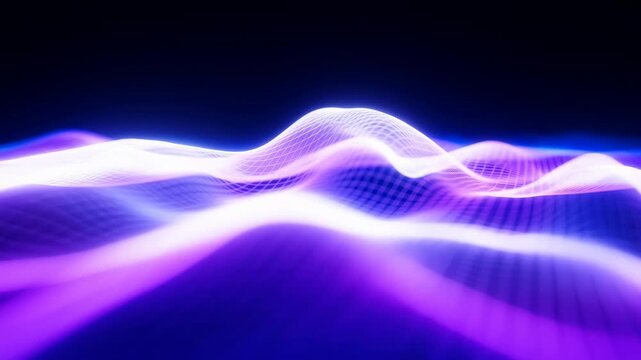 Bright Mesh Waves Ripple Seamlessly. Illuminated Mesh Undulations Cascade Across Shadowed Stage Surface