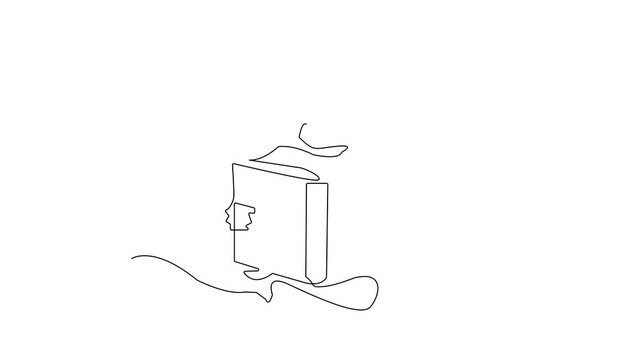 Minimalist Illustration of a Book: A continuous line art representation of a book.