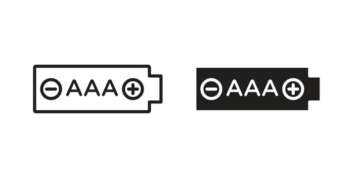 AAA battery icon symbol. Flat Vector illustration set