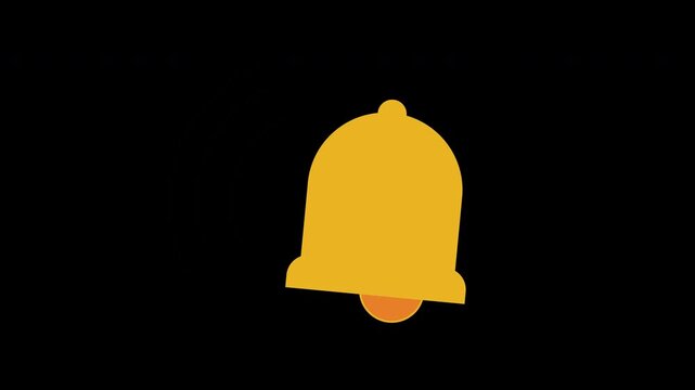 Animation of the bell icon. Ringing bell notification bell for reminder loop animation video with alpha channel