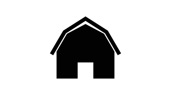 Simple Barn Silhouette Icon Vector.