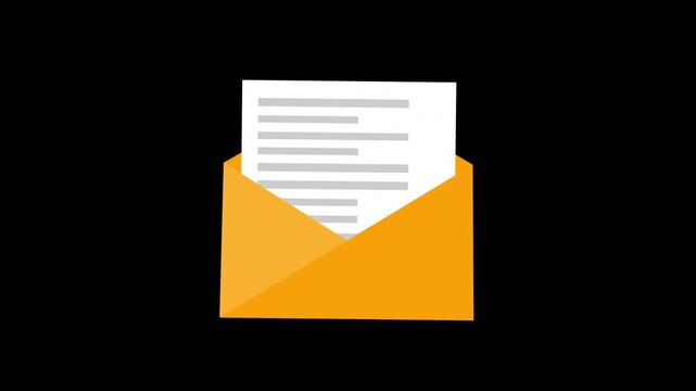 A brown envelope with a piece of paper in it concept loop animation video with alpha channel