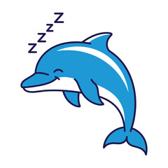 Fototapeta premium Sleeping dolphin cartoon character