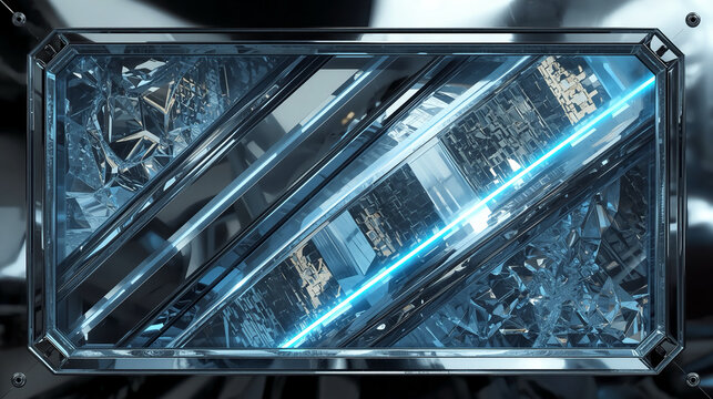 Glacier Vault Display, Aetherframe Quantum Case, CryoLight Console Enclosure Neon Ice Data Chamber Blue Lattice Observation Pod Aurora-Core Interface Box Frostwire Mission Rack Electroglass Signal