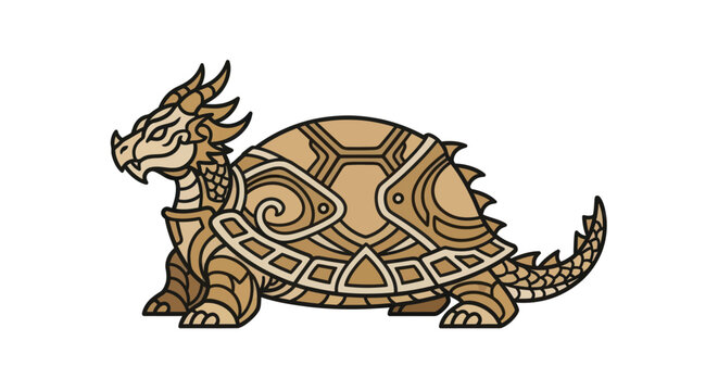 Mythical Dragon Turtle Creature, Fantasy Animal, Unique Hybrid Beast