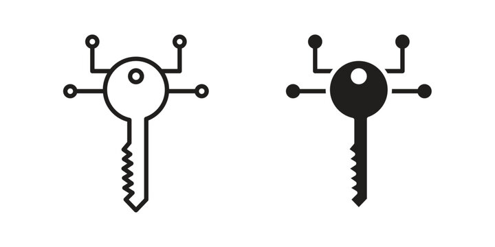 Digital key icon symbol. Flat Vector illustration set