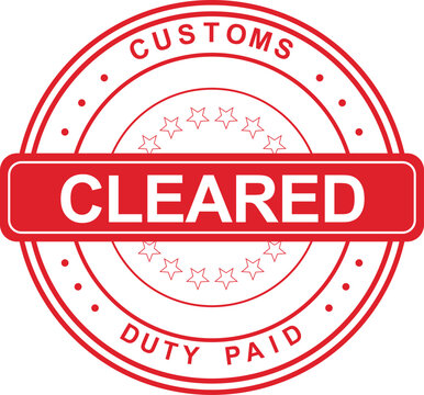 A customs stamp indicates cleared duty paid on a document with a red seal.