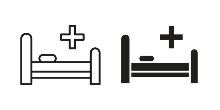 Hospital bed icon symbol. Flat Vector illustration set