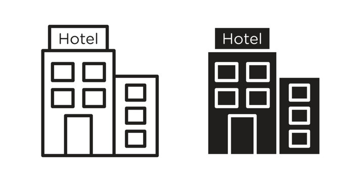 hotel icon symbol. Flat Vector illustration set