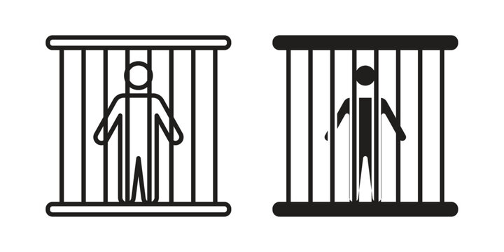 Jail icon symbol. Flat Vector illustration set