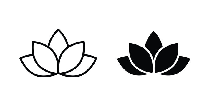 Lotus flower icon symbol. Flat Vector illustration set