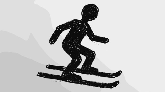 Black Skier Figure on Skis.