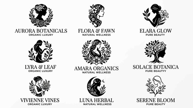 Botanical Logos with Human Figures.