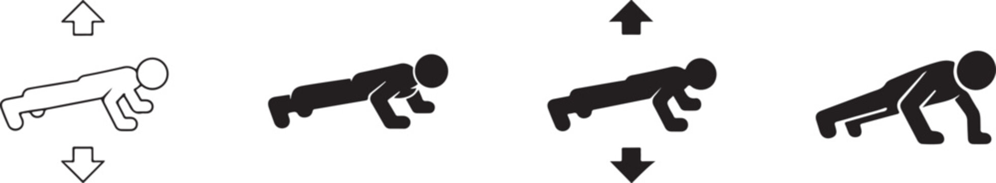 Push Up Exercise Icons for Fitness Training and Workout Design.
