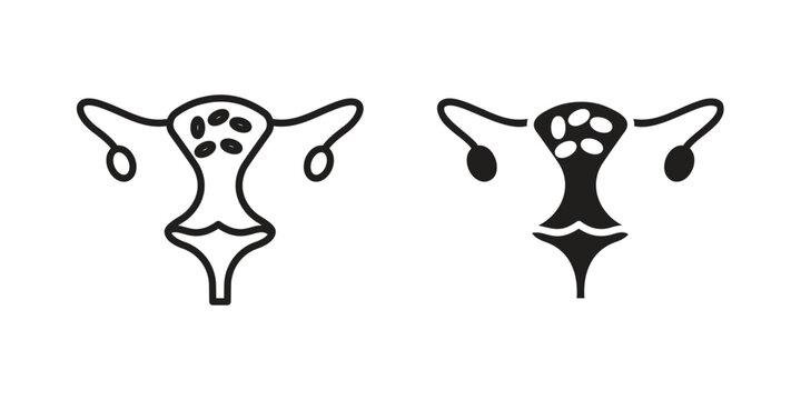 Pelvic inflammatory disease icon symbol. Flat Vector illustration set