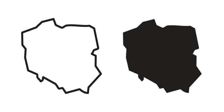 Poland icon symbol. Flat Vector illustration set