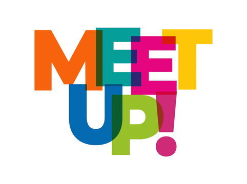 Vibrant colorful typography illustration of a social meeting event invitation