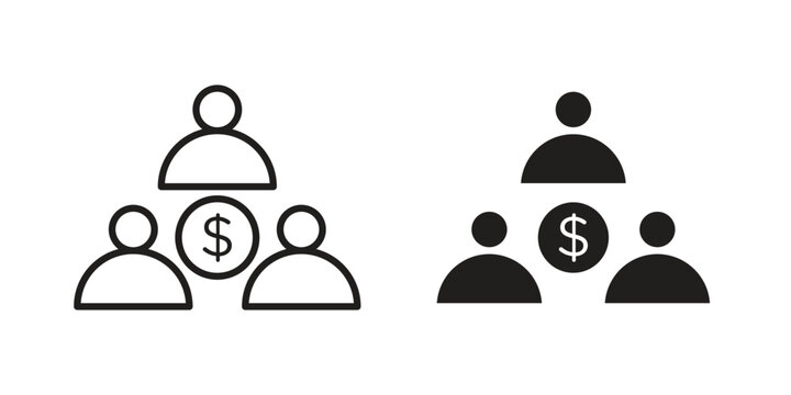 Ponzi scheme icon symbol. Flat Vector illustration set