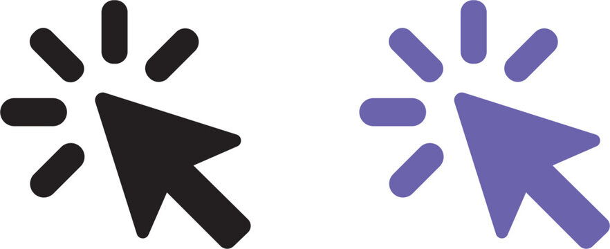 Computer cursor icons clicking with white background black icon purple icon