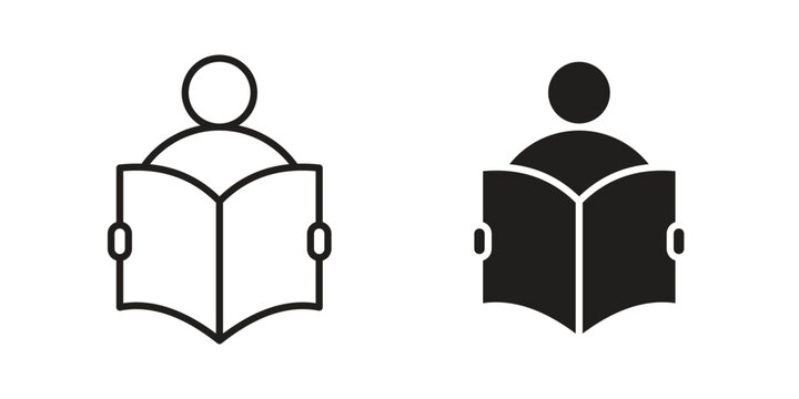 Reading book icon symbol. Flat Vector illustration set