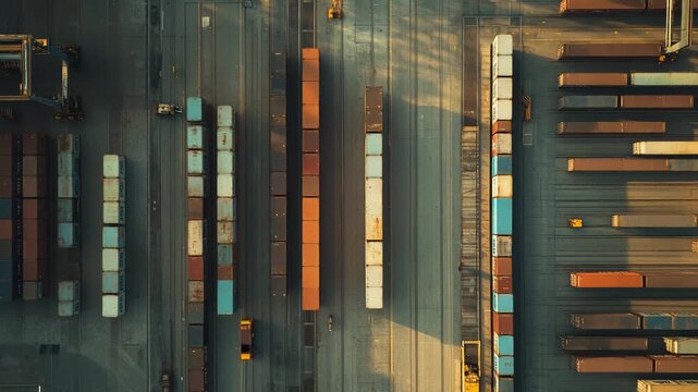 Cargo port handling numerous stacked shipping containers, showcasing the complex logistica and global trade operations within a bustling industrial transportation hub