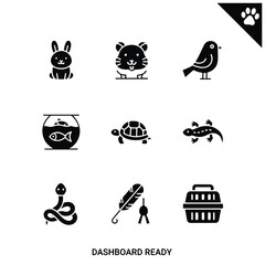 Obraz premium Black icons of various cute animals.