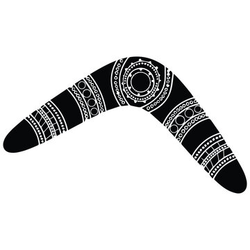 Traditional australian aboriginal boomerang with patterns vector