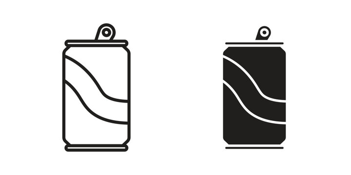 Soda can icon symbol. Flat Vector illustration set