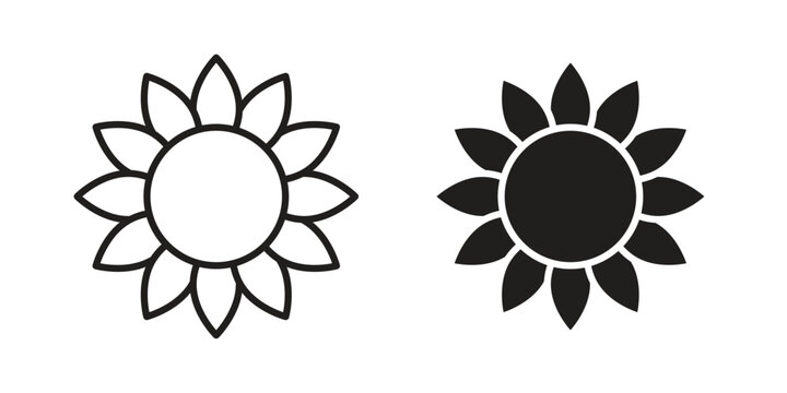 Sunflower icon symbol. Flat Vector illustration set