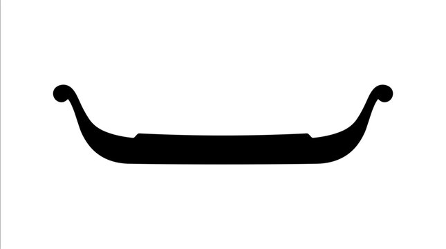 Black Silhouette of a Viking Ship on White Background.