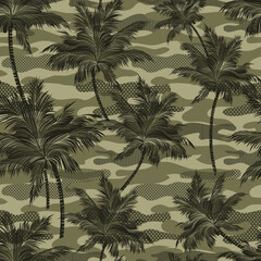 palm trees seamless pattern on camouflages Background © Vivek