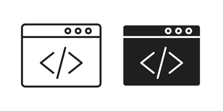 Web Code icon symbol. Flat Vector illustration set