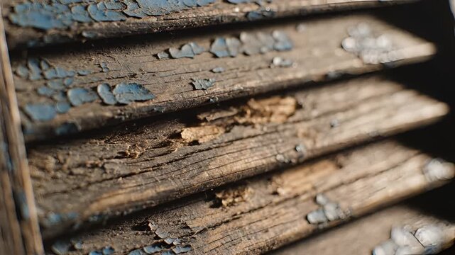 Closeup of weathered wooden planks with peeling paint texture 1.