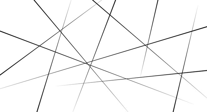 Chaotic abstract line seamless pattern with random geometric black lines and modern monochrome background texture.