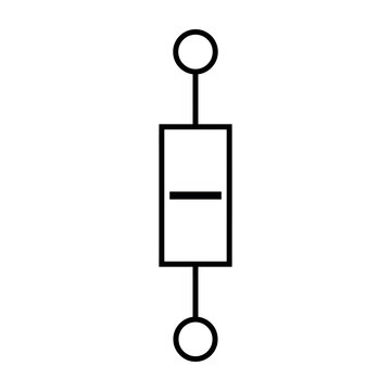 Electrical circuit symbol of a fuse or protective device in a minimalist black and white vector illustration