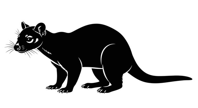 Fossa carnivore silhouette side view isolated on white