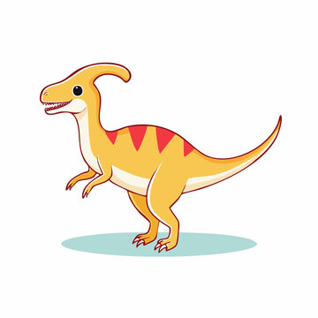 Cute Cartoon Parasaurolophus Dinosaur