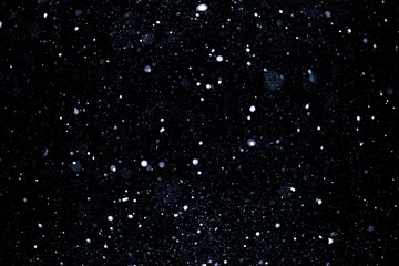 Fototapeta premium Snow overlay effect with drifting snowflakes. Heavy snowfall winter background. Snowstorm particles creating motion. Snowflakes floating in cold wind. Snow texture overlay with frosty design.