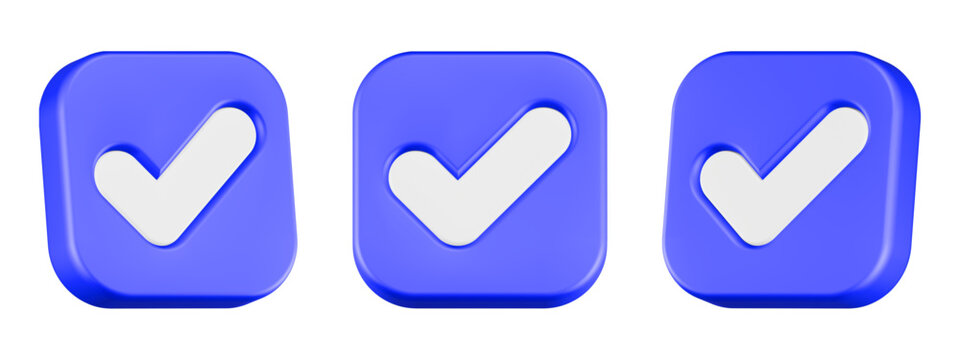 checklist icon 3d render square button