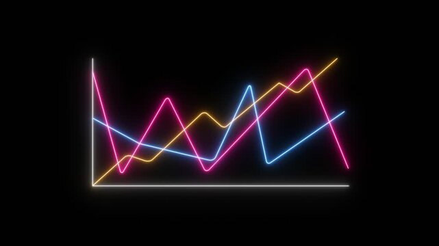 Neon graph lines abstract background glowing data visualization concept financial market trends fluctuating stock prices economic indicators business analytics abstract motion