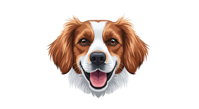 Happy Brown and White Spaniel Dog Face Mascot