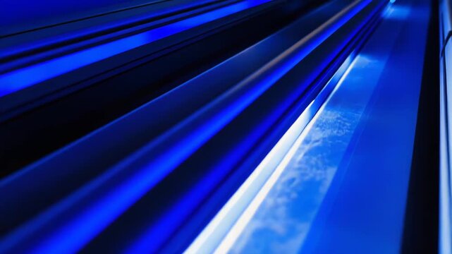 Glowing blue streaks and parallel light lines form a futuristic neon digital background, evoking fast data flow, network connections, motion and sleek high tech energy and speed