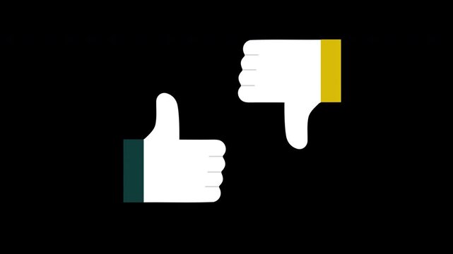 Like icon of social media. Thumbs up animation video with alpha channel