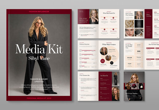 Influencer Media Kit Brochure Template, Pitch Deck, Press Kit, Sponsorship Rate Card & Portfolio