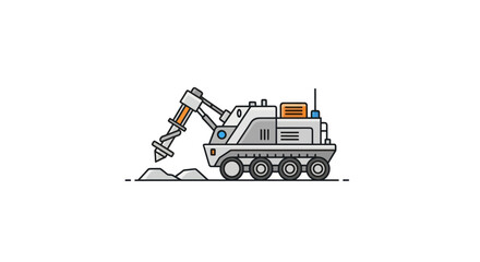 Automated drilling machine for excavation on alien planet surface, space exploration concept © Rizal