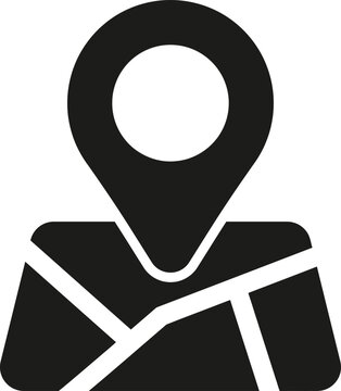 Map Pin Location Icon on Folded Map Paper Background