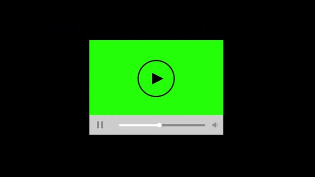 Play button click video player animation with alpha channel