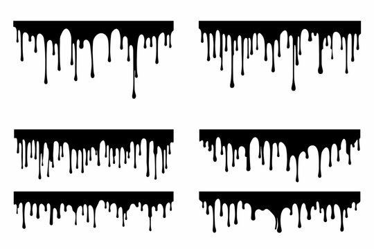  Liquid Drip and Melting Fluid Pattern Silhouette Vector Illustration