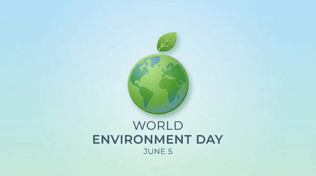world environment day - green branch and leaves roll around circle globe on dark green background vector design